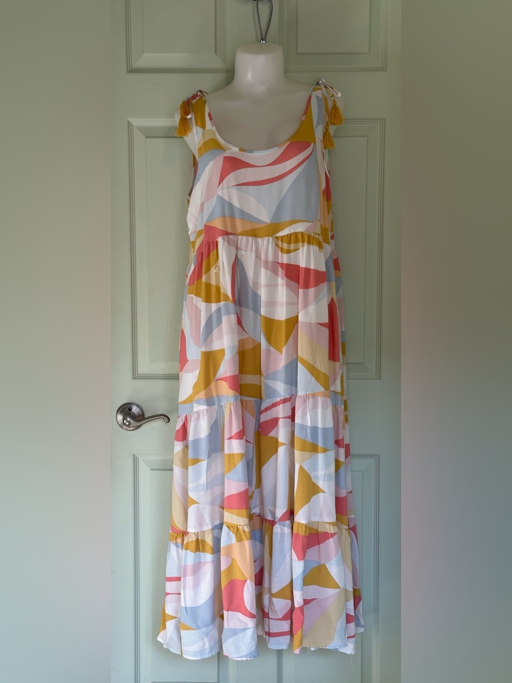 Northern Reflections Abstract Printed Tiered Maxi Dress | Large - Picture 2 of 7
